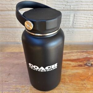 Coach Black Stainless Steel Double Wall Insulated Water Bottle with Lid 25oz